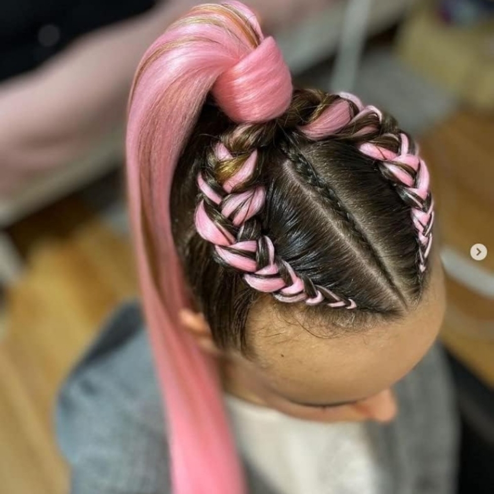 Pink fake hair for braiding